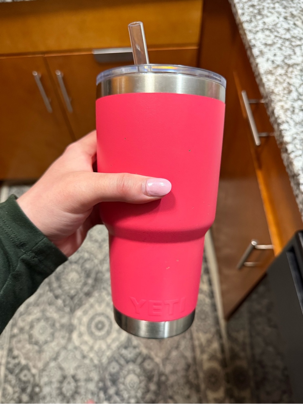 Yeti 30oz Hot Pink Insulated Tumbler with Clear Straw